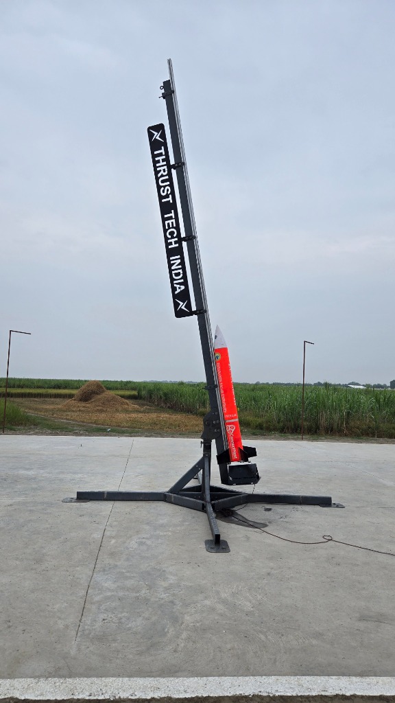 DSU Rocket Standing on Thrust Tech India Launch Pad