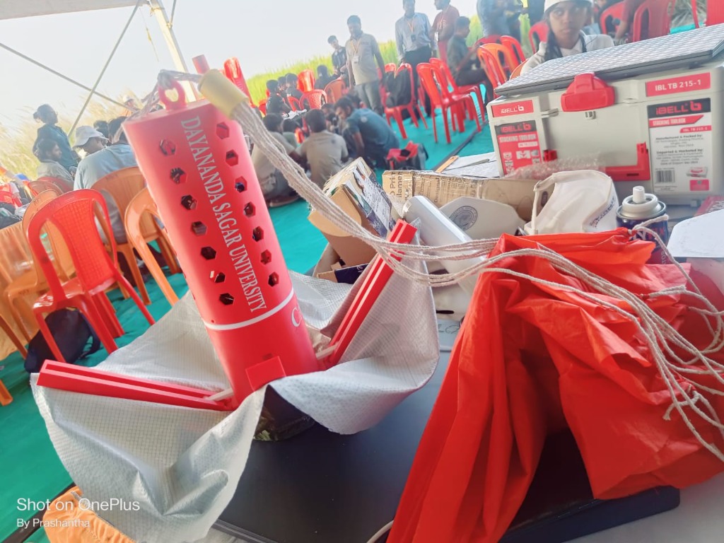 Red 7U CanSat Model with Landing Legs