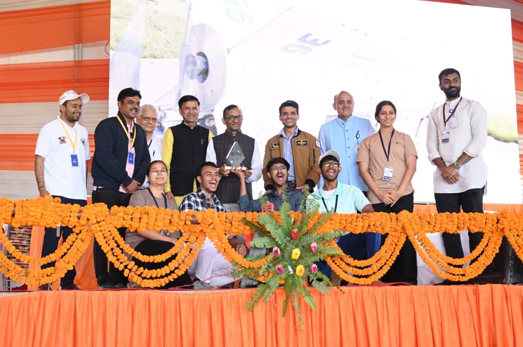 Team Vayusat Stage Celebration with Trophy